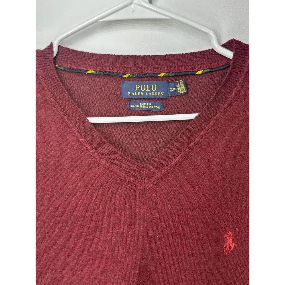 Polo Ralph‎ Lauren Slim Fit Washable Merino Wool V-Neck Sweater - 2XL